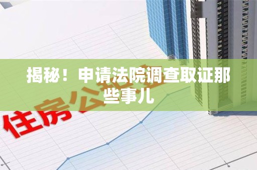 龙海揭秘！申请法院调查取证那些事儿