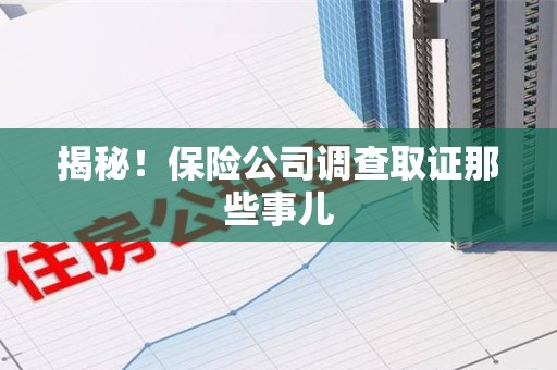 龙海揭秘！保险公司调查取证那些事儿