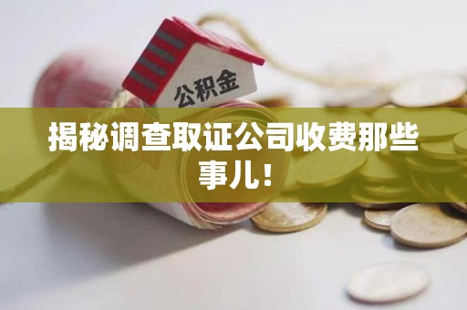 龙海揭秘调查取证公司收费那些事儿！