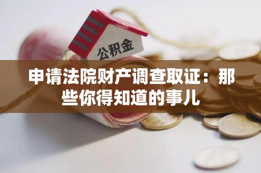 龙海申请法院财产调查取证：那些你得知道的事儿