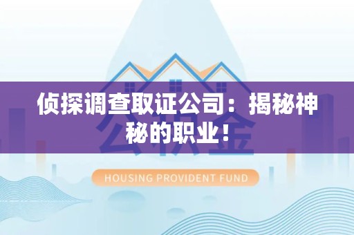 龙海侦探调查取证公司：揭秘神秘的职业！