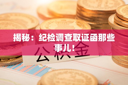 龙海揭秘：纪检调查取证函那些事儿！
