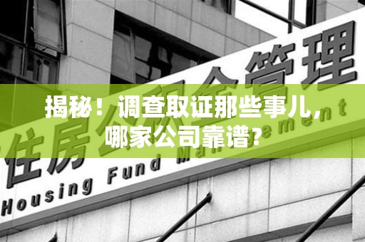龙海揭秘！调查取证那些事儿，哪家公司靠谱？