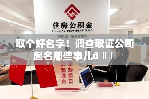 龙海取个好名字！调查取证公司起名那些事儿😎