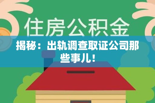 龙海揭秘：出轨调查取证公司那些事儿！