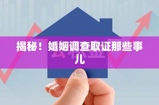 龙海揭秘！婚姻调查取证那些事儿