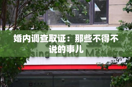 龙海婚内调查取证：那些不得不说的事儿