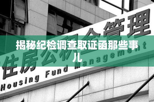 龙海揭秘纪检调查取证函那些事儿