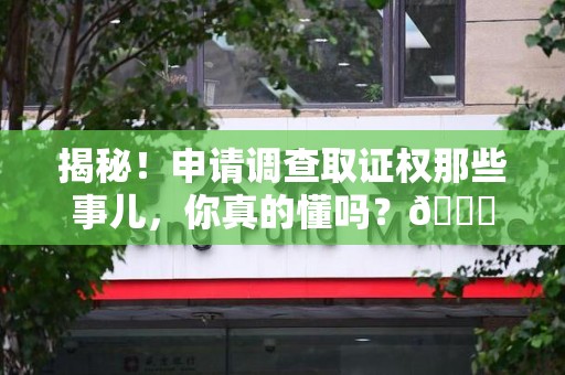 龙海揭秘！申请调查取证权那些事儿，你真的懂吗？😎