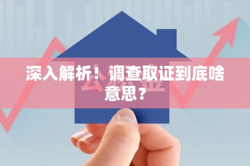 龙海深入解析！调查取证到底啥意思？