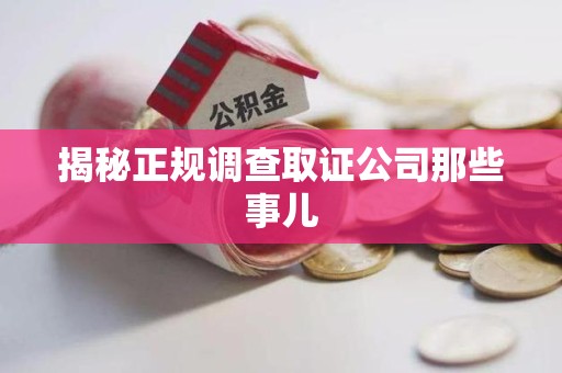 龙海揭秘正规调查取证公司那些事儿