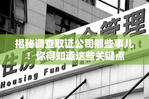 龙海揭秘调查取证公司那些事儿！你得知道这些关键点