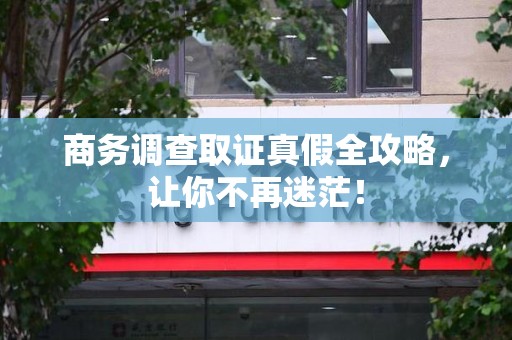 龙海商务调查取证真假全攻略，让你不再迷茫！