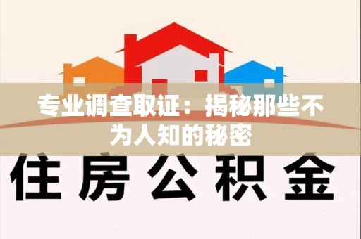 龙海专业调查取证：揭秘那些不为人知的秘密