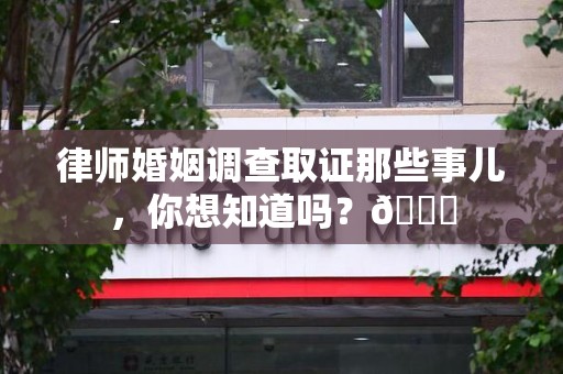 龙海律师婚姻调查取证那些事儿，你想知道吗？😎