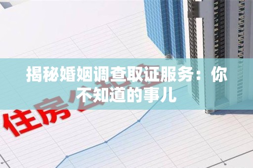 龙海揭秘婚姻调查取证服务：你不知道的事儿