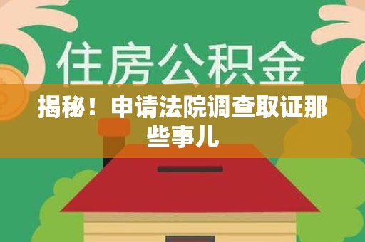 龙海揭秘！申请法院调查取证那些事儿